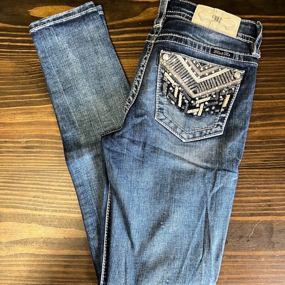 Miss Me Blue Ankle Jeans with Embellished Pocket